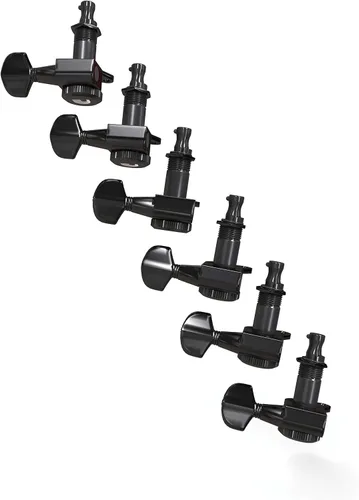 Vista 2 de D'Addario Afinadoras de ajuste automático - Afinadores de bloqueo para guitarras - Configuración de 6 en línea, color negro