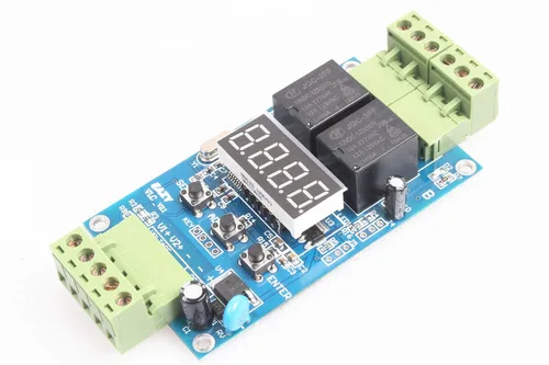 Vista 2 de NOYITO Módulo de relé de tiempo programable de 2 canales Relés duales activados a su vez o individualmente Placa de control de detección de voltaje