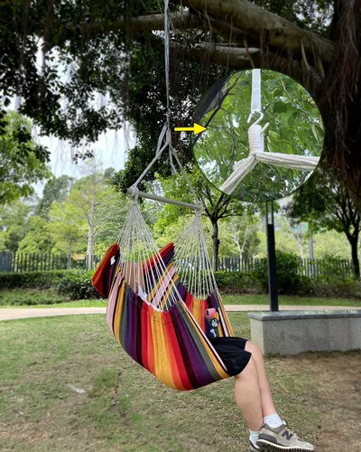 Vista 6 de MIZTLI Silla Hamaca con Columpio para Interior para Dormitorio - Máximo 500 Libras - Barra de Acero con Anillos Antideslizantes - Para