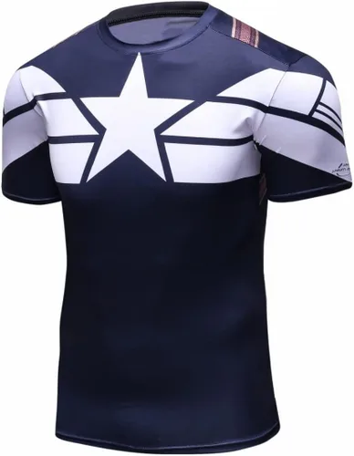 Vista 3 de Red Plume Camiseta de manga corta para hombre, diseño de superhéroe, para deportes, correr, fitness, fiesta, manga corta