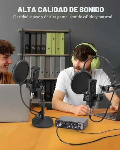 Vista 5 de Micrófono XLR para Podcast, Micrófono Condensador Cardioide Profesional de Estudio XLR con Diafragma Grande de 26mm para Grabación, Streaming