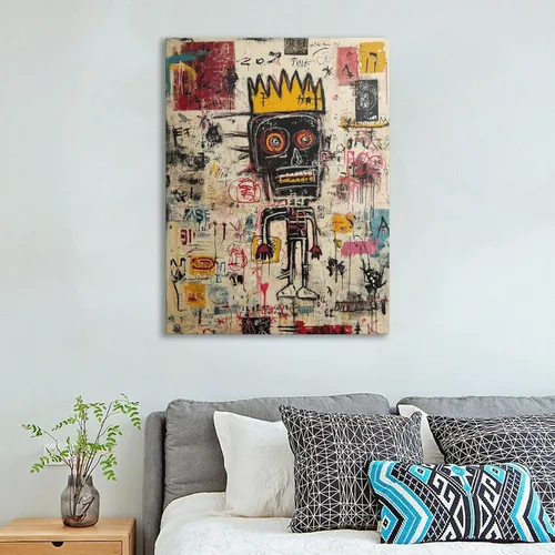 Vista 6 de GDSRGXC Lienzo de arte callejero contemporáneo, arte de pared, impresión de figura de corona de graffiti urbano, obra de arte abstracta moderna