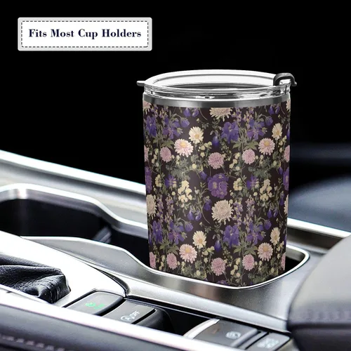 Vista 5 de Garden Daisy Purple Stainless Steel travel cups with Lid and Straw travel mug spill proof for hot and cold drinks simply straw tumbler 20 oz termos
