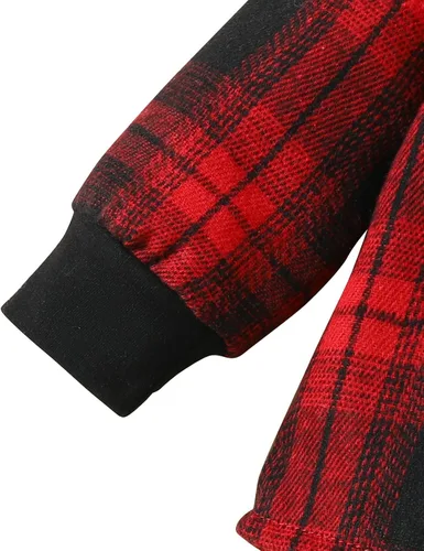 Vista 4 de Conjunto de 3 piezas para niñas pequeñas, de algodón, con botones abiertos, sudadera con capucha y manga larga, con nudo