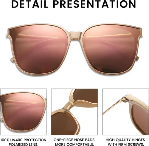 Vista 4 de Duco - Lentes de sol redondos vintage para mujeres y hombres con protección UV de moda para la playa