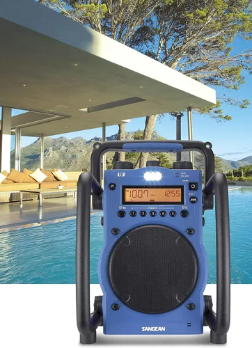 Vista 5 de Sangean radio digital recargable con AM/FM-RBDS/alerta climática/Bluetooth/Aux in ultra fuerte Azul/Negro
