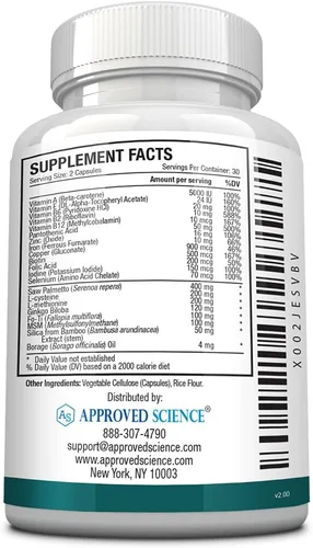 Vista 3 de Approved Science Hairprin - Promueve el crecimiento del cabello y ayuda a estimular la circulación del cuero cabelludo. 60 cápsulas veganas por