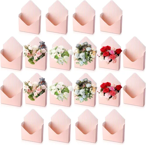 Vista 10 de Geyee 10 cajas sobre para ramo de floristería de graduación clase de 2026, ramo de flores de corazón rosa, embalaje de papel de regalo, bolsas