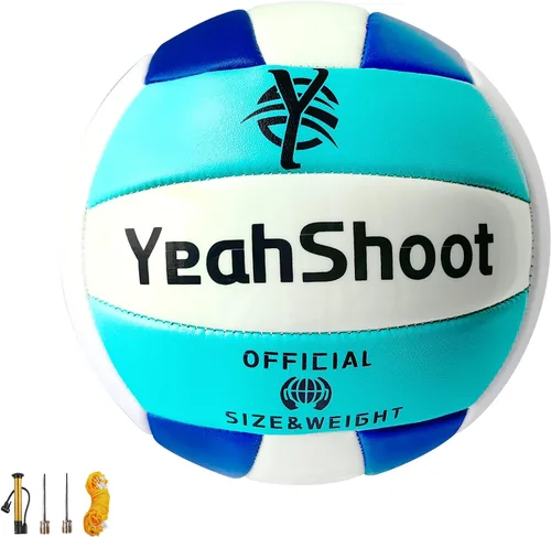 Vista 8 de Balón de voleibol que brilla en la oscuridad, tamaño 5 con bomba de inflador, voleibol de cuero brillante para adolescentes, hombres y mujeres
