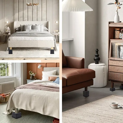 Vista 5 de BTSD-home Elevadores de cama de 2 o 4 pulgadas, resistentes, apilables, elevadores de muebles para sofá, mesa, silla, cama, bloques de elevadores