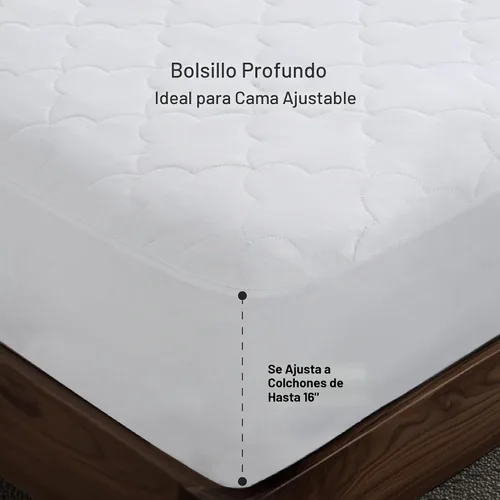 Vista 5 de Sleep Philosophy - Protector de colchón de algodón para cama individual, funda de colchón acolchada Classic Cloud, cubrecolchón natural