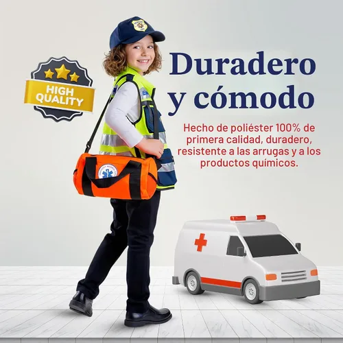 Vista 4 de Dress Up America EMT - Disfraz paramédico auténtico para niños y niñas (niños pequeños 2)