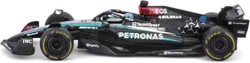 Vista 3 de Bburago 1:43 Scale 2024 Formula Race Mercedes W15 Vehículo fundido a presión con casco, Russell # 63