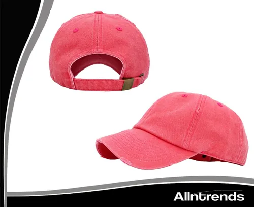 Vista 3 de Sombrero de papá bordado de pescado, gorra gráfica de pesca ajustable vintage Pigmento rosa.
