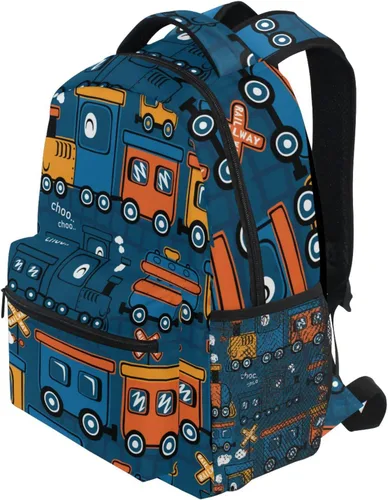 Vista 3 de Monster Truck Car - Mochila escolar para niños, niñas, mochila escolar para escuela primaria, mochila de viaje, Steam Train, Mochilas Daypack