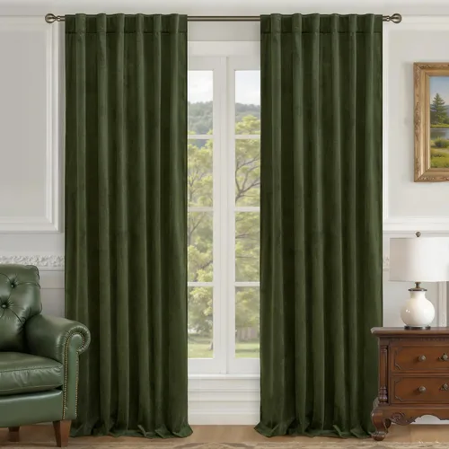 Vista 25 de LAMIT - Paneles de terciopelo beige para sala de estar de 72 pulgadas de largo, elegantes cortinas aisladas térmicamente e insonorizadas