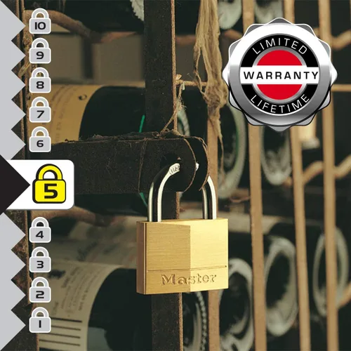 Vista 6 de Master Lock 140T Candado de latón sólido con llave, paquete de 2