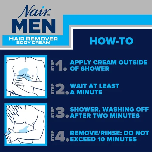 Vista 4 de Nair Crema corporal depilatoria para hombres, 12 onzas (paquete de 2)