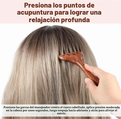 Vista 4 de 2 peines de masaje de madera, 6 garras, masajeador de madera para cabeza, pies, herramientas de masaje de terapia de madera para cabeza, espalda