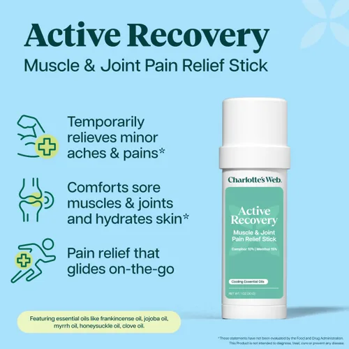 Vista 3 de Charlotte's Web Barra de alivio del dolor muscular y articular Active Recovery 1oz