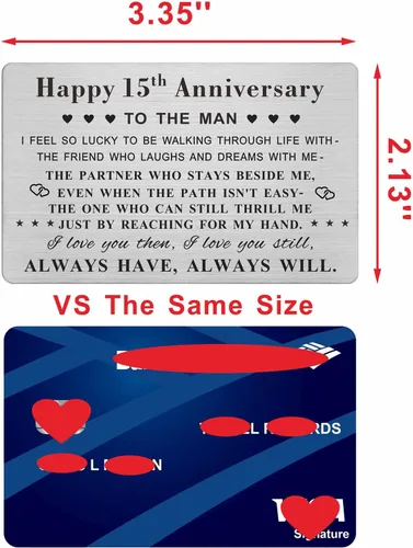 Vista 2 de Emideary Feliz 15 aniversario para marido y hombre, tarjeta de 15 años de aniversario de boda para él, esposo y novio