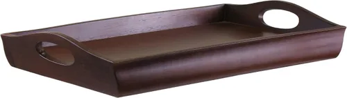 Vista 3 de Winsome Wood bandeja de cama con borde curvo, patas plegables y agarraderas grandes.