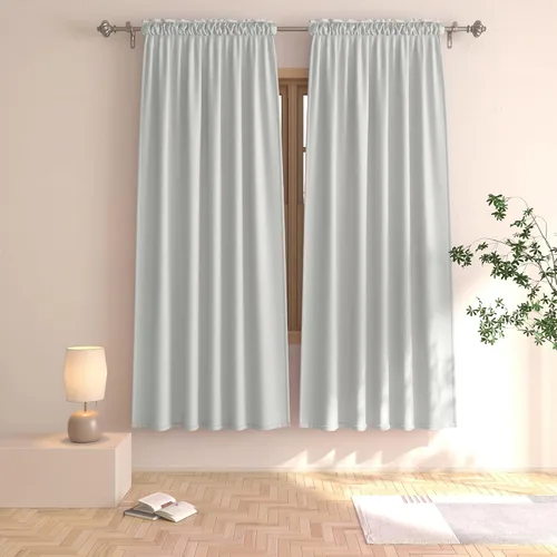 Vista 32 de UPOPO Cortinas beige de 45 pulgadas de largo para oscurecer la habitación, paneles de cortina para ventana, bolsillo para cortinero, cortinas