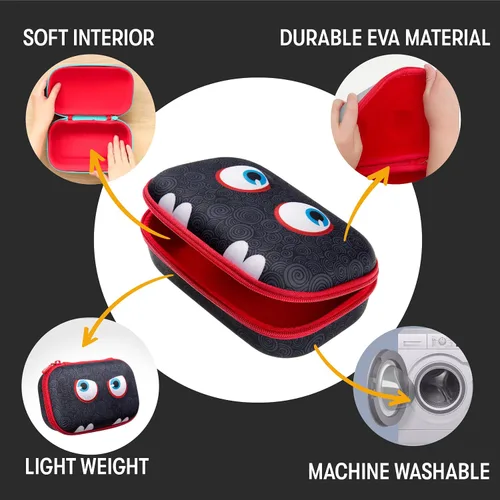 Vista 3 de ZIPIT Wildlings - Estuche para lápices para niños, estuche de gran capacidad y lindo para la escuela, caja organizadora de papelería, negro