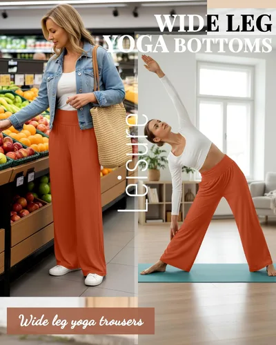 Vista 158 de Neer - Conjunto de 3 pantalones de yoga de pierna ancha para mujer - Pantalones deportivos cómodos, holgados, de cintura alta y casuales
