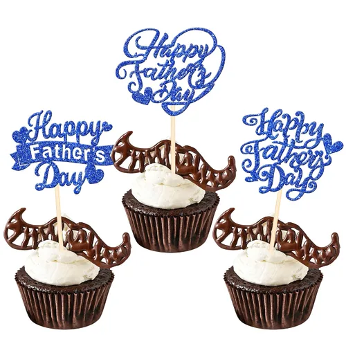 Vista 15 de 24 adornos para cupcakes con purpurina para el Día del Padre, con purpurina, corazón, amor, padre, mejor papá, decoración de cupcakes para feliz día