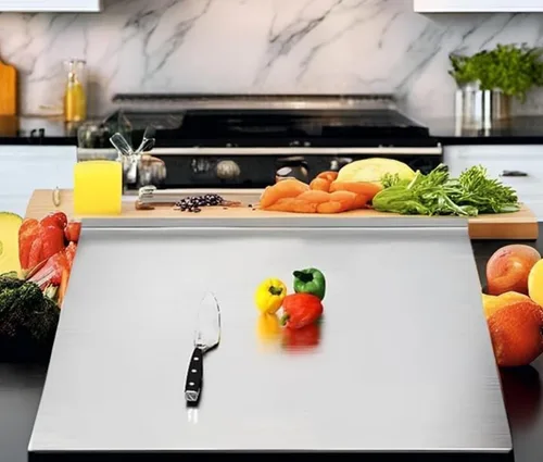 Vista 11 de Tablas de cortar de acero inoxidable 316, tablas de cortar para cocinas, tabla de cortar grande, esta tabla de cortar de cocina mide