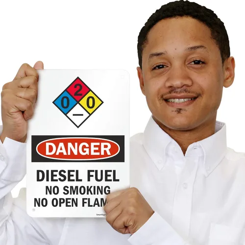 Vista 2 de SmartSign Letrero NFPA "Danger - Combustible Diesel, No Smoking No Open Flames" Aluminio de 7" x 10