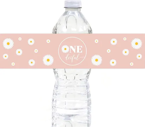 Vista 9 de Andaz Press Etiquetas impermeables para botellas de agua de primer cumpleaños con diseño de arco iris bohemio, envolturas brillantes para botellas