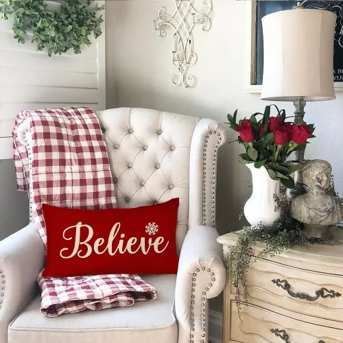 Vista 2 de RABUSOFA Fundas de almohada de Navidad de 12 x 20 pulgadas, fundas de almohada lumbares de Navidad, fundas decorativas de Navidad para exteriores