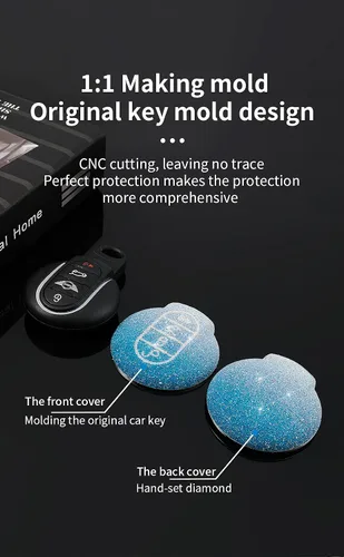 Vista 7 de SANRILY Funda para llave de automóvil BWM Mini Cooper sin llave para llave remota, funda de protección completa con llavero, Gradiente Rosa