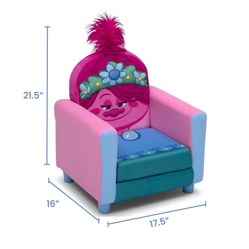 Vista 3 de Delta Children Silla tapizada figurada para niños, Trolls World Tour Poppy