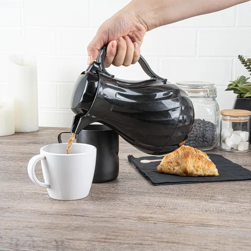 Vista 5 de Restaurantware Jarra térmica para café, paquete de 1 servidor de café aislado de plástico de 20 onzas con mango ergonómico, cafetera negra