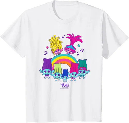 Vista 18 de Camiseta DreamWorks Trolls Band Together BroZone Poppy Viva Rainbow Negro