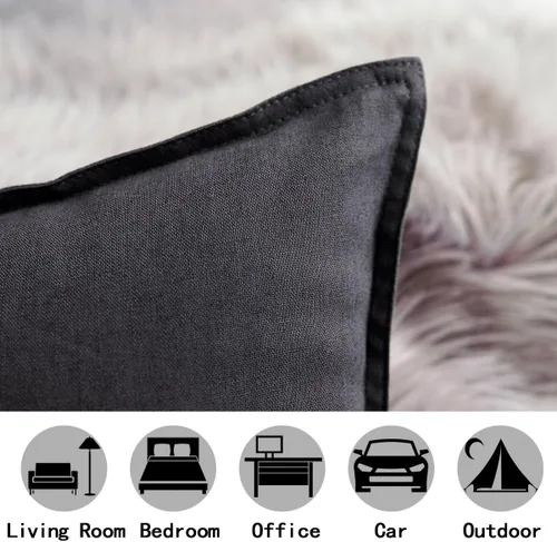 Vista 31 de Jeanerlor Funda de almohada decorativa de lino y algodón sólido de 18 x 18 pulgadas con cremallera, funda de cojín europea, funda de almohada