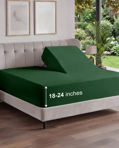 Vista 124 de Sábana bajera ajustable extra profunda Twin XL – Sábana bajera individual de lujo de hotel solamente – Se adapta fácilmente a colchones de 18 a 24