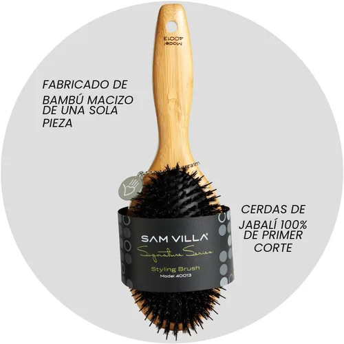 Vista 6 de Sam Villa Cepillo de pelo de cerdas de jabalí serie Signature para peinar el cabello