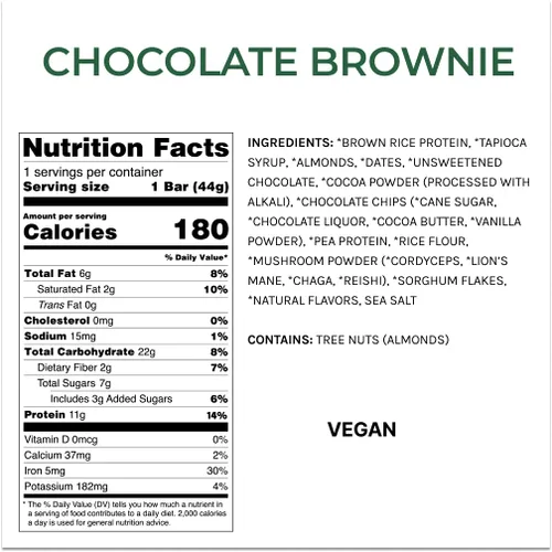 Vista 2 de Barras de proteína de hongos Chaga, dosis completa (1500 mg) en cada barra, barras de proteína veganas, nootrópicas, adaptógenos, barras