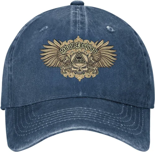 Vista 2 de Cowboy Hat Trendy Hats for Man and Women Djustable Four Season Outdoor Baseball Cap of Hell Skull with Angel Navy Blue