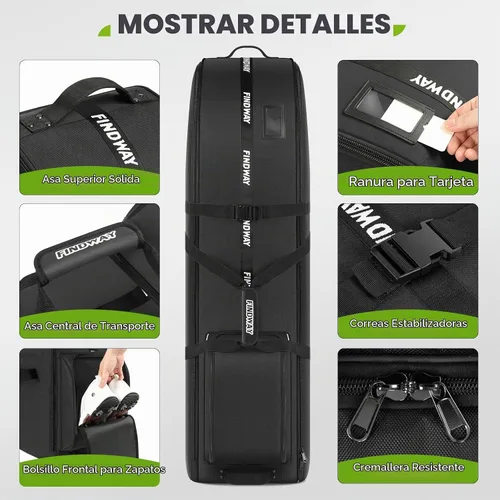 Vista 6 de findway Bolsa de viaje de golf para aerolíneas 900D resistente Oxford Golf Funda de viaje con ruedas, funda de viaje de golf con forro protector