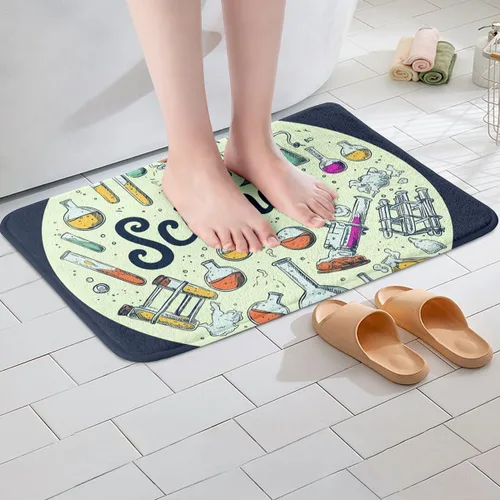 Vista 5 de Erosebridal Alfombras con temática científica para niños y niñas, tapete de baño con fórmula científica para el regreso a la escuela