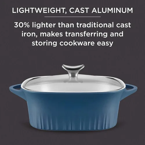 Vista 4 de CorningWare QuickHeat - Tostador de aluminio fundido de 3.2 cuartos de galón con tapa e interior de cerámica antiadherente, ligero y rápido