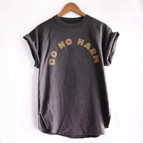 Vista 6 de YfiDSJFGJ Camisetas para mujer, cuello redondo, manga corta, punk, abertura lateral, camiseta