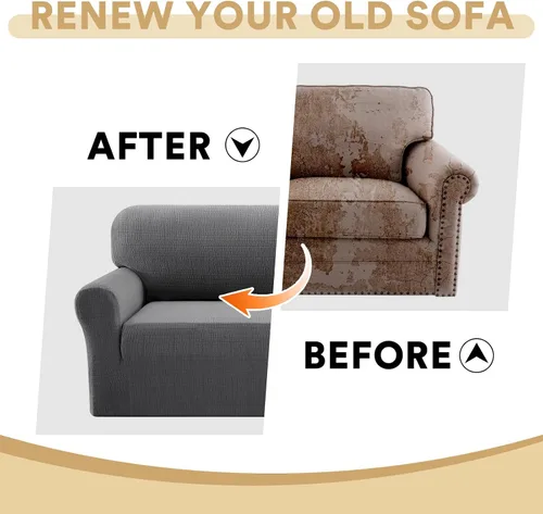 Vista 6 de PrinceDeco Fundas de sofá impermeables dobles para sofás, funda elástica para silla antideslizante, lavable, protector de muebles a prueba de fugas
