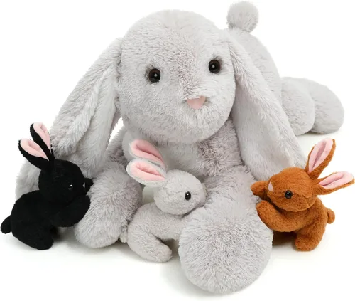 Vista 28 de BENINY - Juego de 4 piezas de peluche de águila calva, 18 pulgadas, mamá águila con 3 bebés