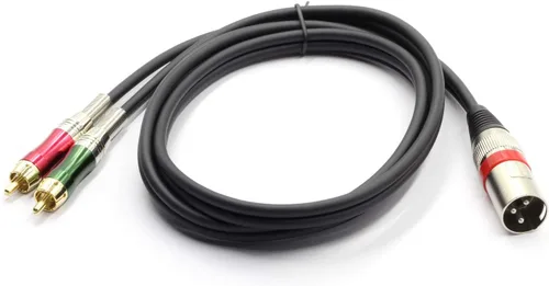 Vista 6 de XLR macho a 2 adaptadores de enchufe RCA Phono Cable de conexión divisor en Y, 1 XLR de 3 pines a conector RCA dual de audio estéreo (4.9 ft)